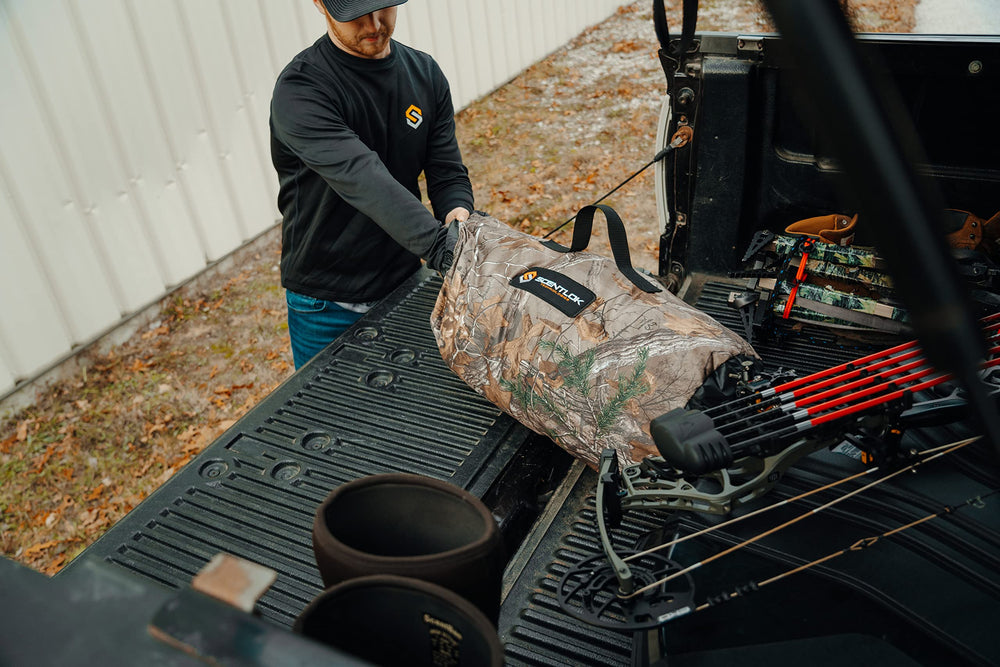 ScentLok Stuff Sack Duffel camouflage protects gear and preserves scent.