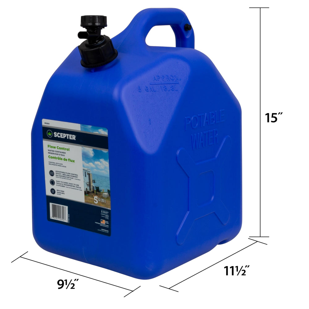 Scepter Flow Control leak-proof cap ensures secure storage on trips.