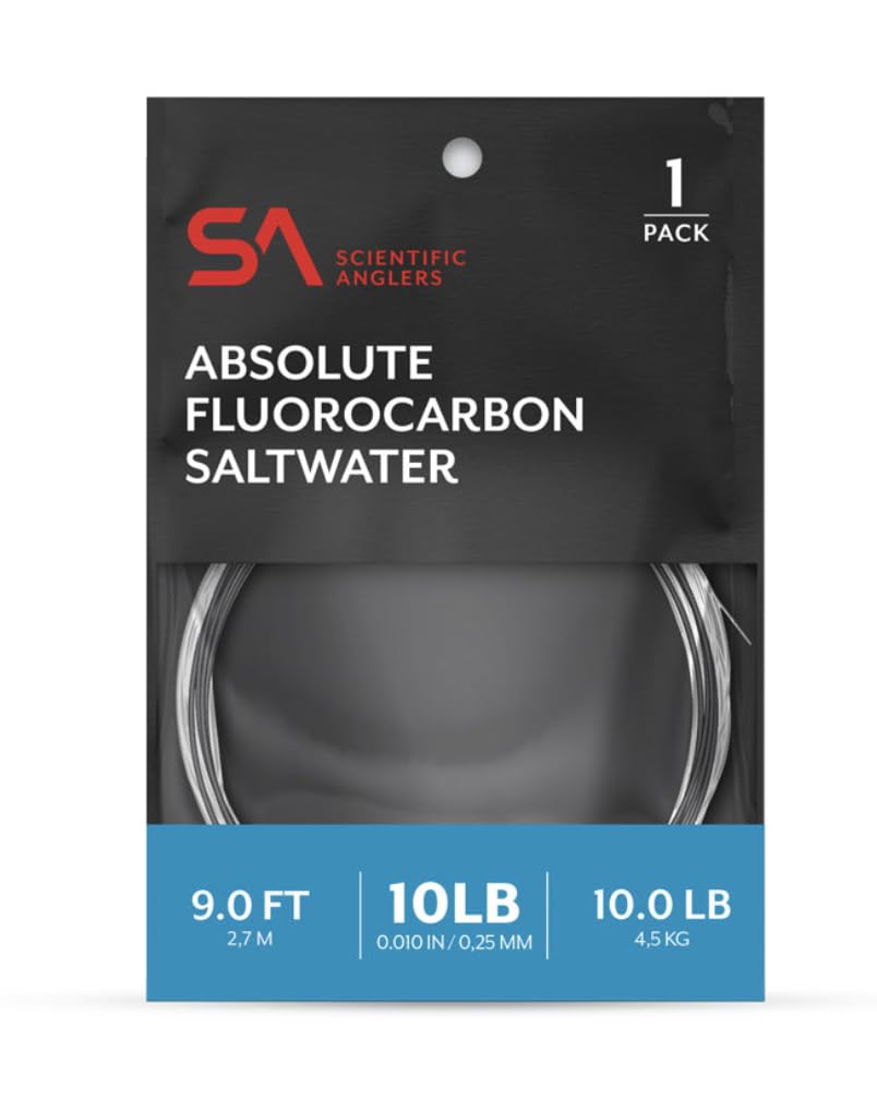 Scientific Anglers Absolute fluorocarbon saltwater leader, 9 ft 20 lb, designed for stealth and abrasion resistance.
