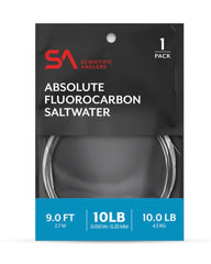 Scientific Anglers Absolute fluorocarbon saltwater leader, 9 ft 20 lb, designed for stealth and abrasion resistance.