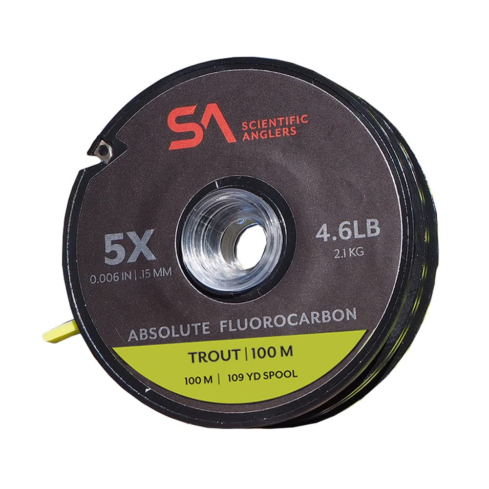 Scientific Anglers Absolute Fluorocarbon Trout Tippet on a 100m spool for stealthy, abrasion-resistant rigs.