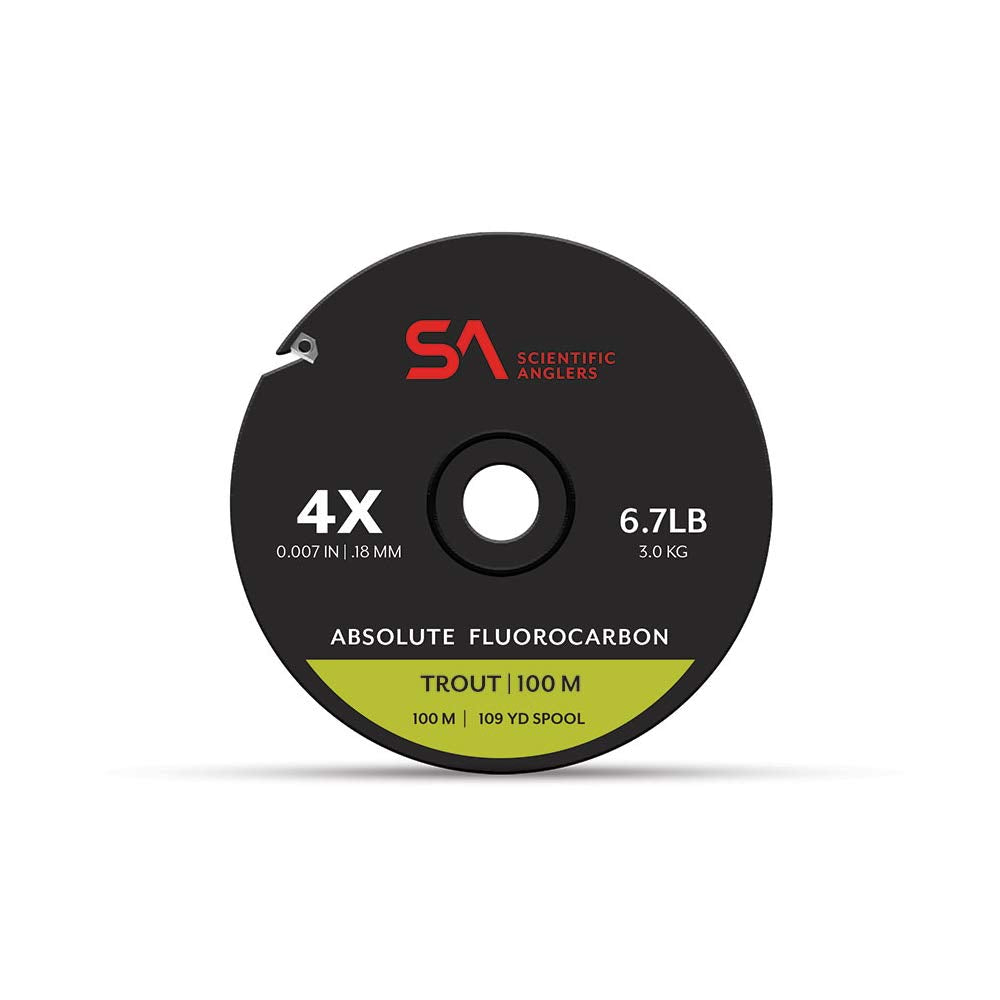 Scientific Anglers Absolute fluorocarbon trout tippet on 100m spool for stealthy, abrasion-resistant drifts
