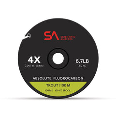 Scientific Anglers Absolute Fluorocarbon Trout Tippet 100m spool enables stealthy, abrasion-resistant presentations.