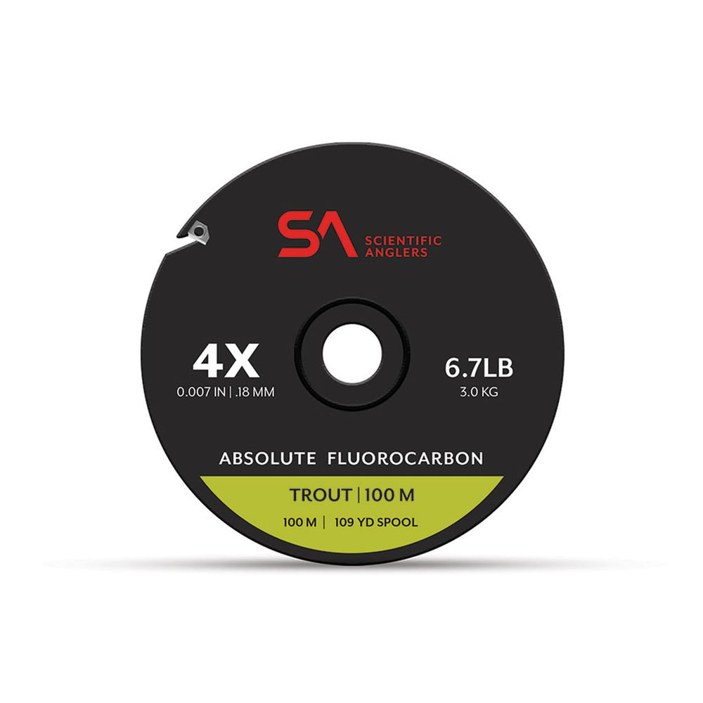 Scientific Anglers Absolute Fluorocarbon Trout Tippet on a 100m spool for stealthy presentations.