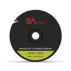 Scientific Anglers Absolute Fluorocarbon Trout Tippet spool with clear, abrasion-resistant fluorocarbon for stealthy, drag-free drifts.