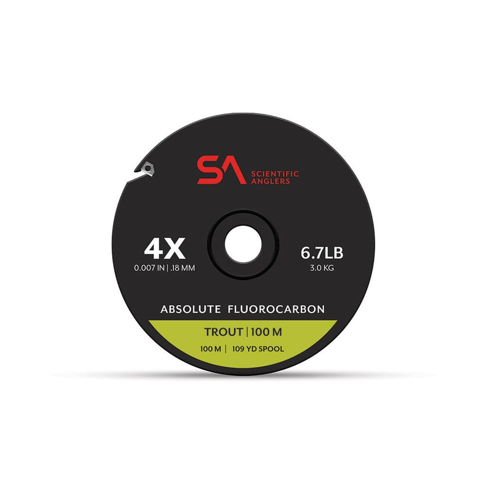 Scientific Anglers Absolute Fluorocarbon Trout Tippet spool close-up for stealthy presentations
