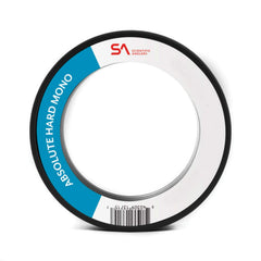 Scientific Anglers Absolute Hard Mono Tippet packaging closeup displaying low water absorption material.