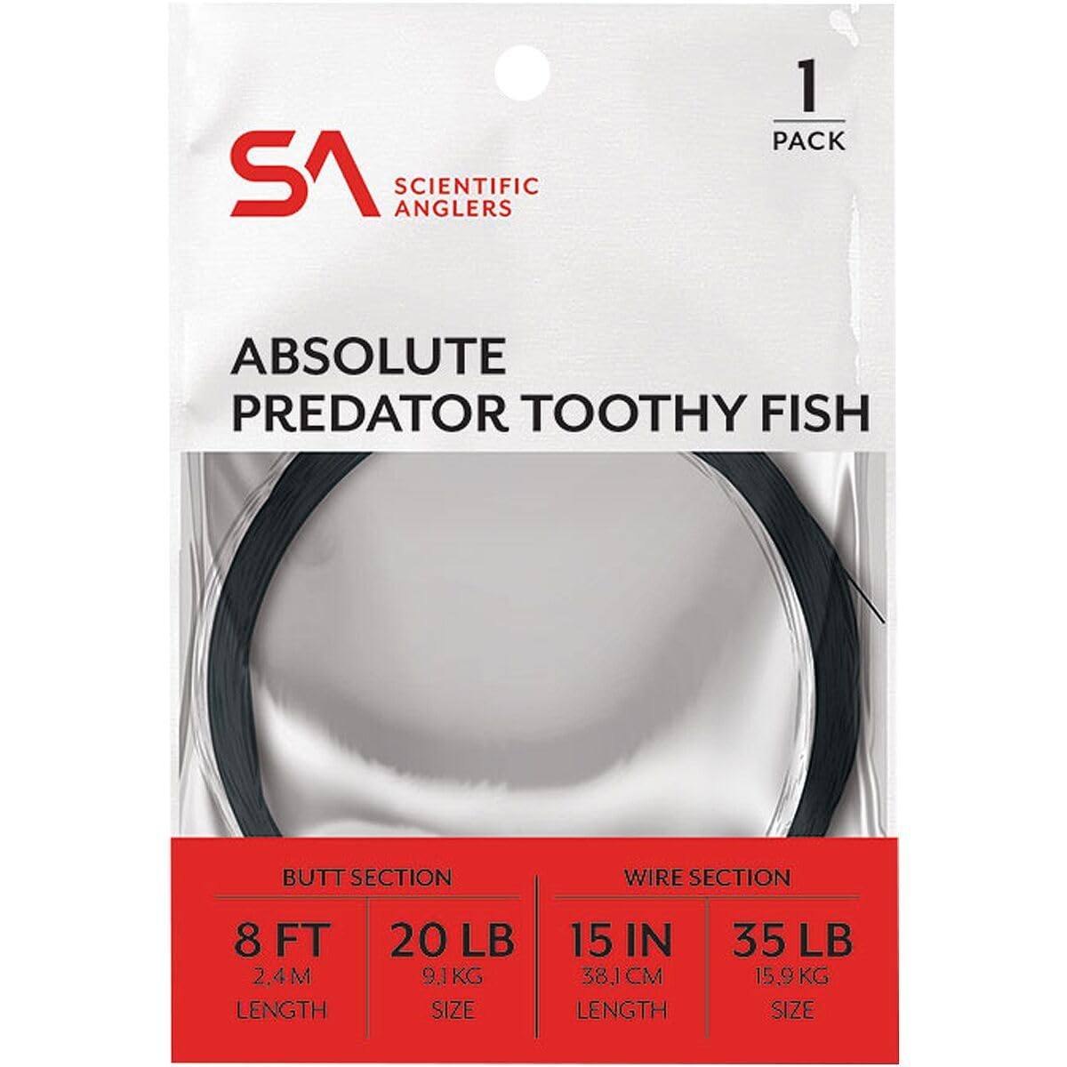 Scientific Anglers Absolute Predator Toothy Fish Leader 8ft ready for toothy predators with abrasion resistance.