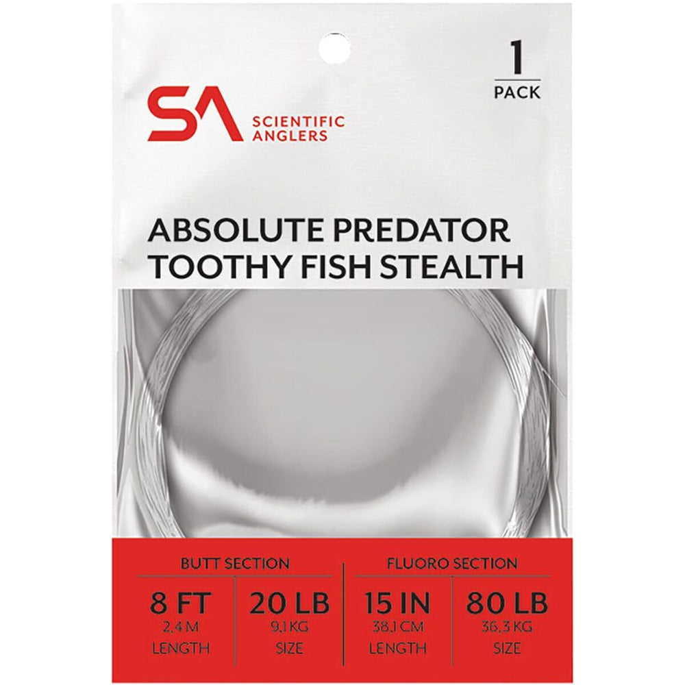 Scientific Anglers Absolute Predator stealth leader with low-visibility fluorocarbon for toothy fish.