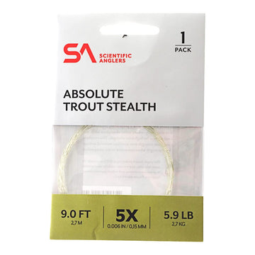 Scientific Anglers Absolute Trout Stealth Leader 9ft 5X for stealthy, accurate trout presentations.