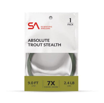 Scientific Anglers Absolute Trout Stealth Leader closeup highlighting strong knots and abrasion resistance