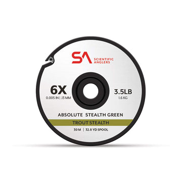 Scientific Anglers Absolute Trout Stealth Tippet 6X spool offers supple feel and low-visibility drifts.