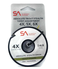 Scientific Anglers Absolute Trout Stealth Tippet spool reduces line flash for wary trout.