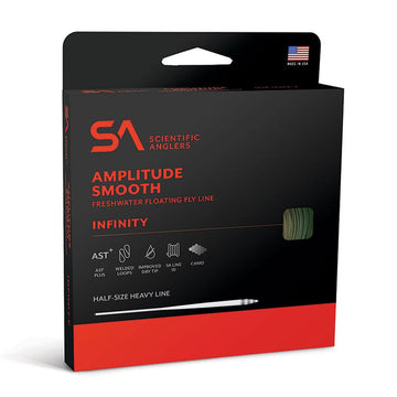 Scientific Anglers Amplitude Smooth Infinity line spool close-up showing slick coating for smooth casting.