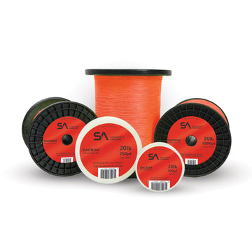 Scientific Anglers Dacron backing on an orange 100 yd spool, high visibility for easy line management.