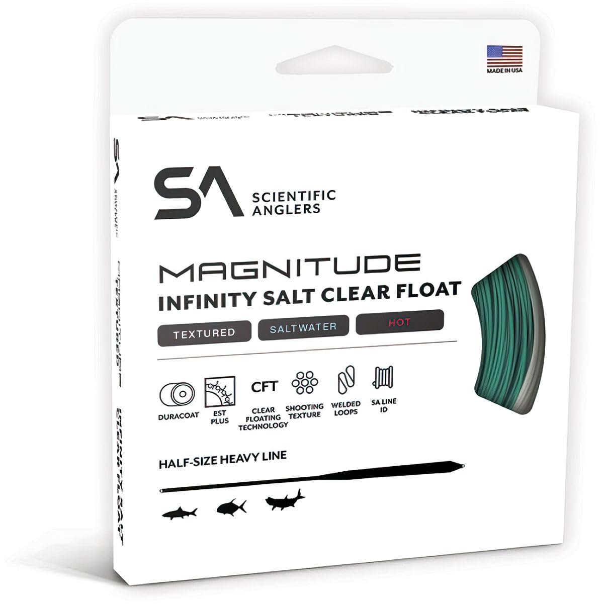 Scientific Anglers Magnitude Textured Infinity Salt 12 clear float tip WF11 full line for smoother casting.