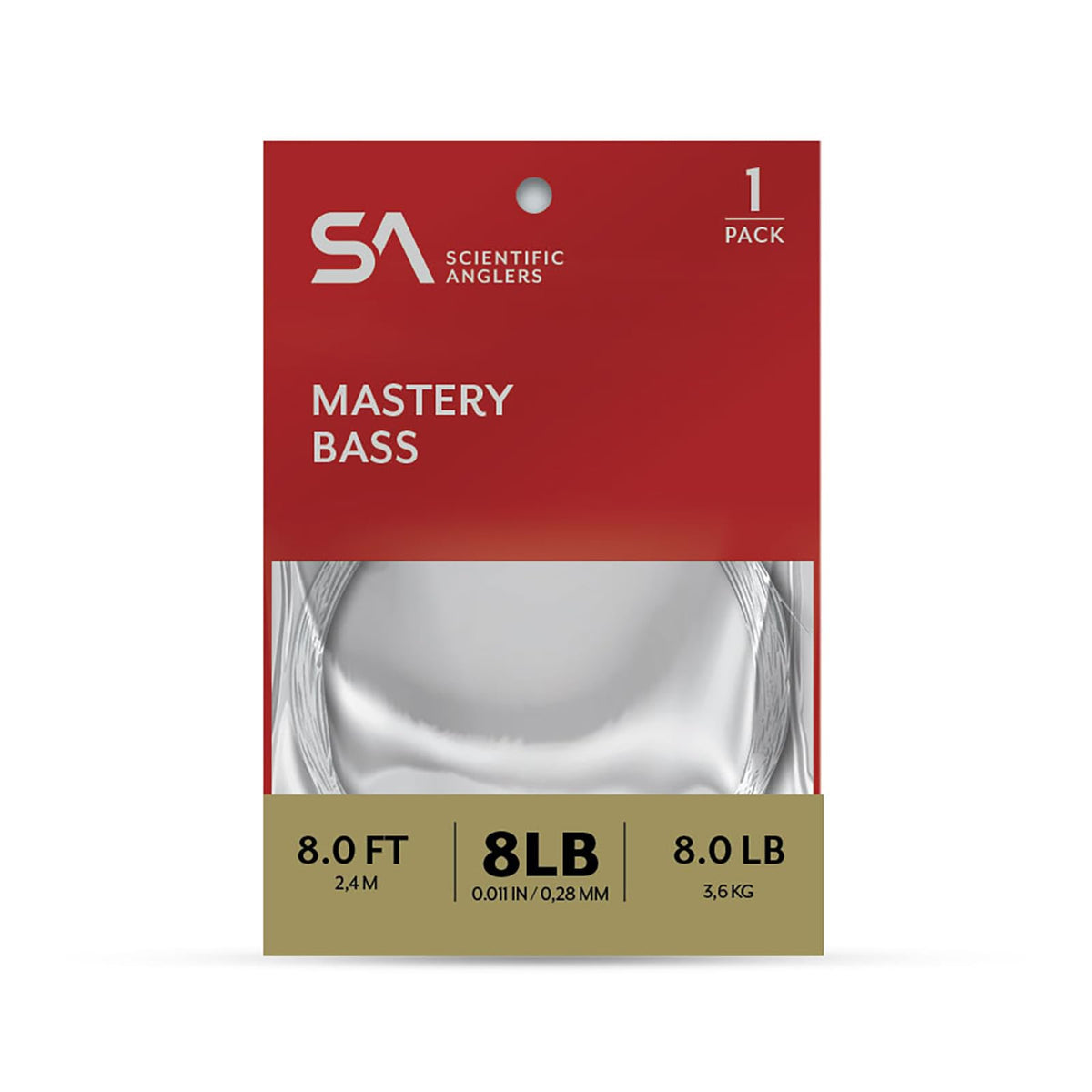 Scientific Anglers Mastery Bass Leaders 8ft 10lb close-up turning over a streamer for bass