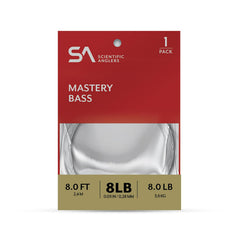 Scientific Anglers Mastery Bass Leaders 8ft 10lb close-up turning over a streamer for bass