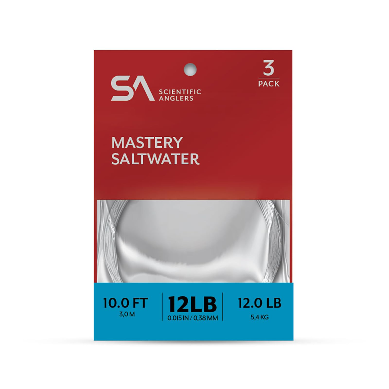 Scientific Anglers Mastery Saltwater Leaders 12 ft 3-pack 12 lb, durable nylon for stealthy saltwater presentations.