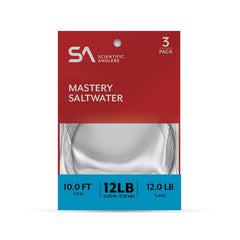 Scientific Anglers Mastery Saltwater Leaders 12 ft 3-pack 12 lb, durable nylon for stealthy saltwater presentations.