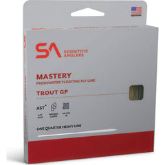 Scientific Anglers Mastery Trout GP WF-3-F Butter Sage packaging enhances visibility during setup.