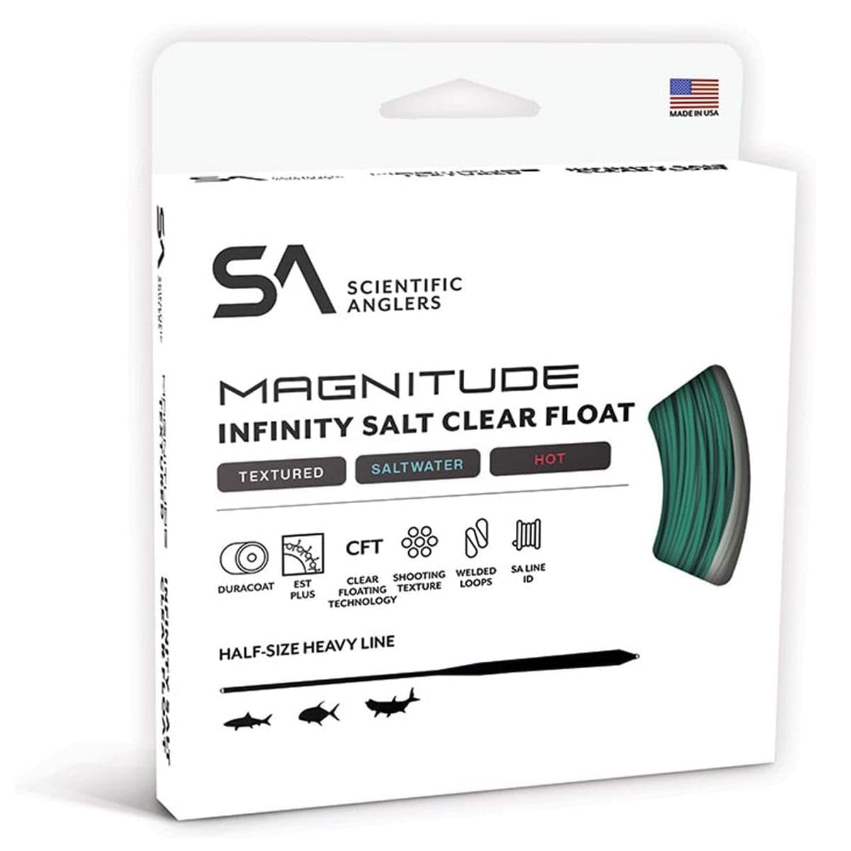 Scientific Anglers Magnitude textured infinity salt 12 clear float tip closeup for precise fly tracking.