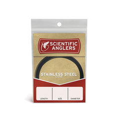 Scientific Anglers stainless steel wire 30ft, bite-resistant and low-visibility.