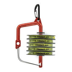 Scientific Anglers Switch Tippet Holder front view in red powder-coated aluminum