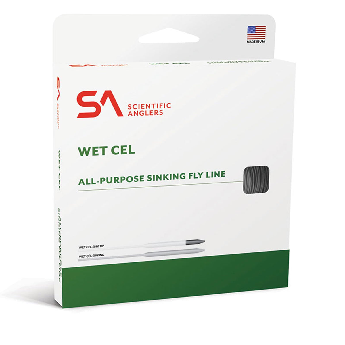 Scientific Anglers WetCel Type IV line casting in charcoal for versatile nymph and streamer fishing.