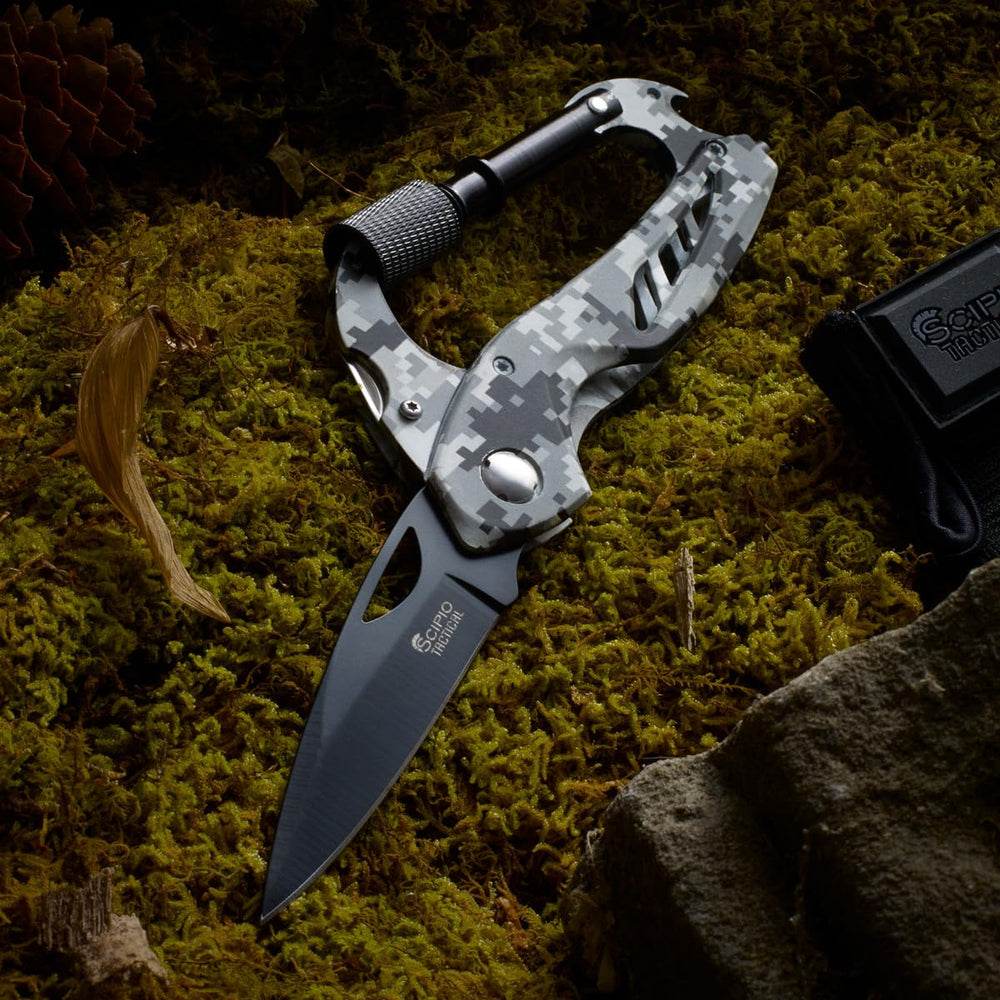 Scipio camo glass breaker emergency tool for safety situations.