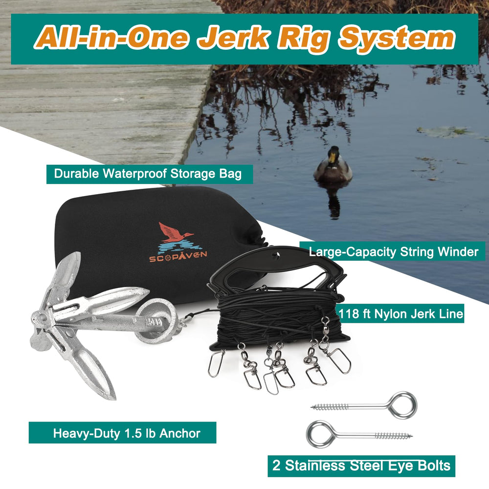 Scopaven pre tied swivels secure six decoys for a larger realistic spread