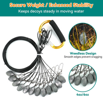 Scopaven quick-swivel and gold carabiner enable fast decoy pickup