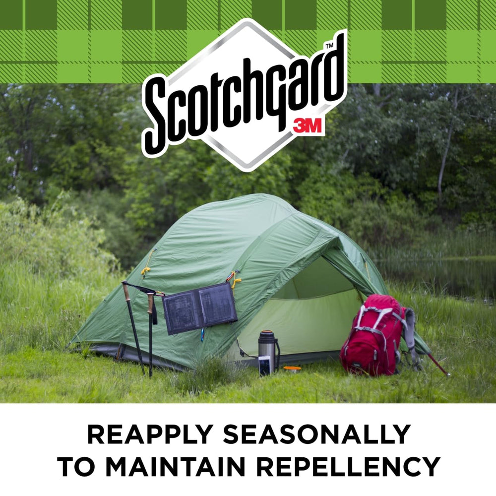Scotchgard on patio furniture fabric resists moisture outdoors.