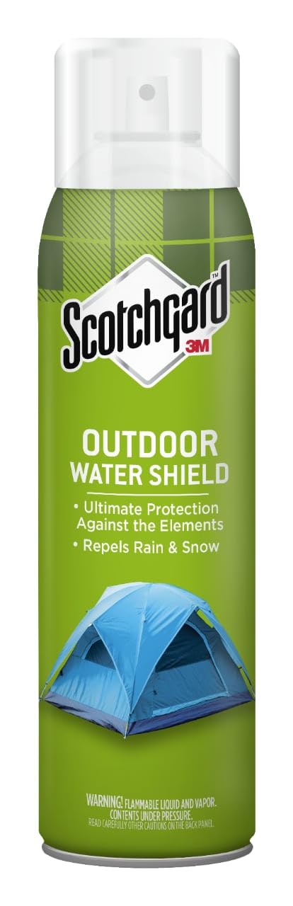 Scotchgard Outdoor Water Shield on tents repels rain and protects gear