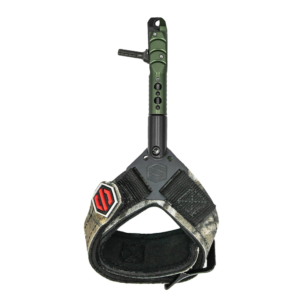 Scott Archery Little Goose II camo strap head close-up showing precision release feel