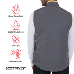 SCOTTeVEST travel vest water-repellent fabric in Fossil Gray/Mustard