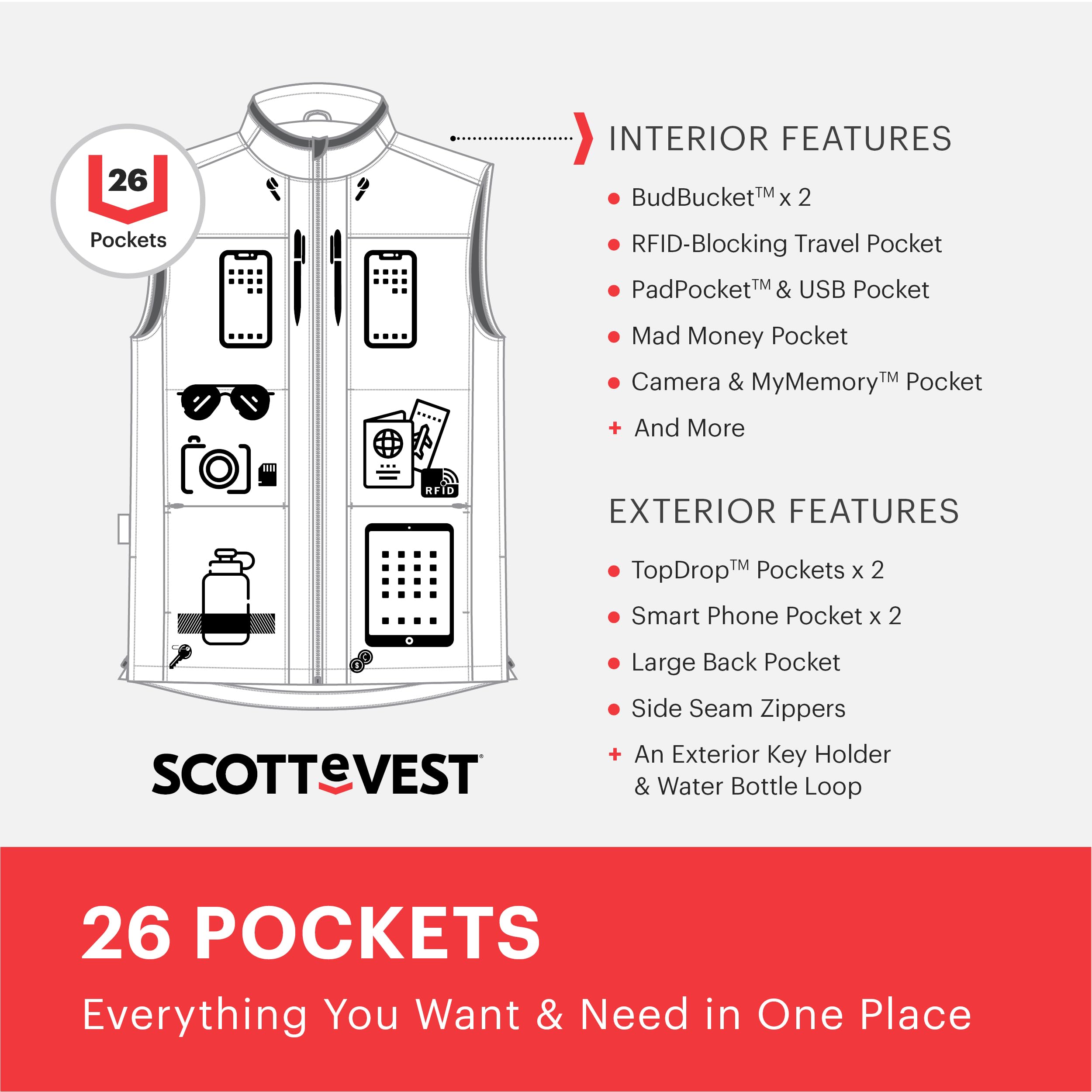 SCOTTeVEST travel vest in action while hiking for hands-free gear access
