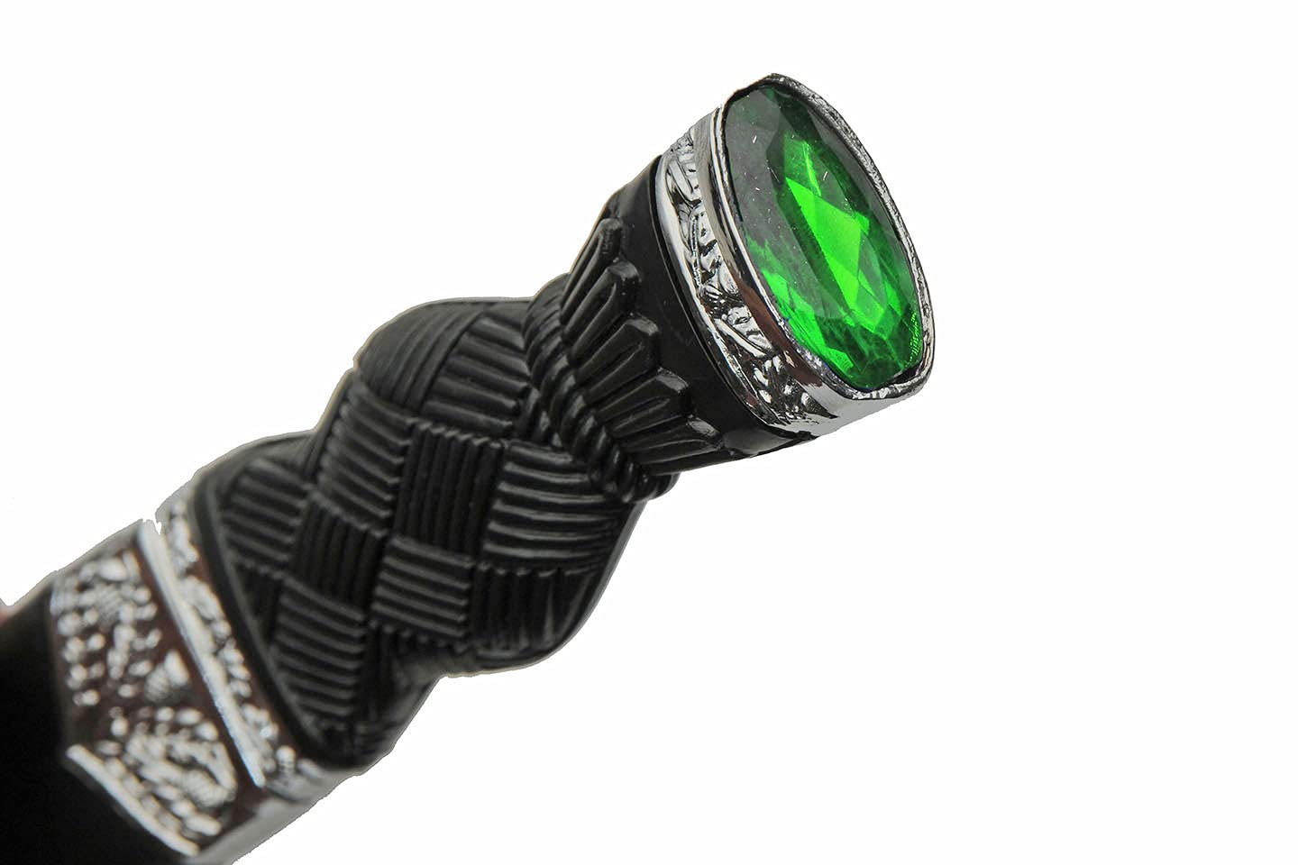 Ceremonial Scottish dirk style sgian-dubh with decorative metalwork on handle and scabbard