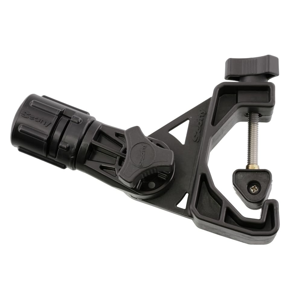 Scotty 0433 mounted on kayak coaming showing adjustable rod holder position