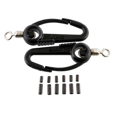 Scotty #1009 lead weight swivel hooks with wire connectors for secure downrigger setups.