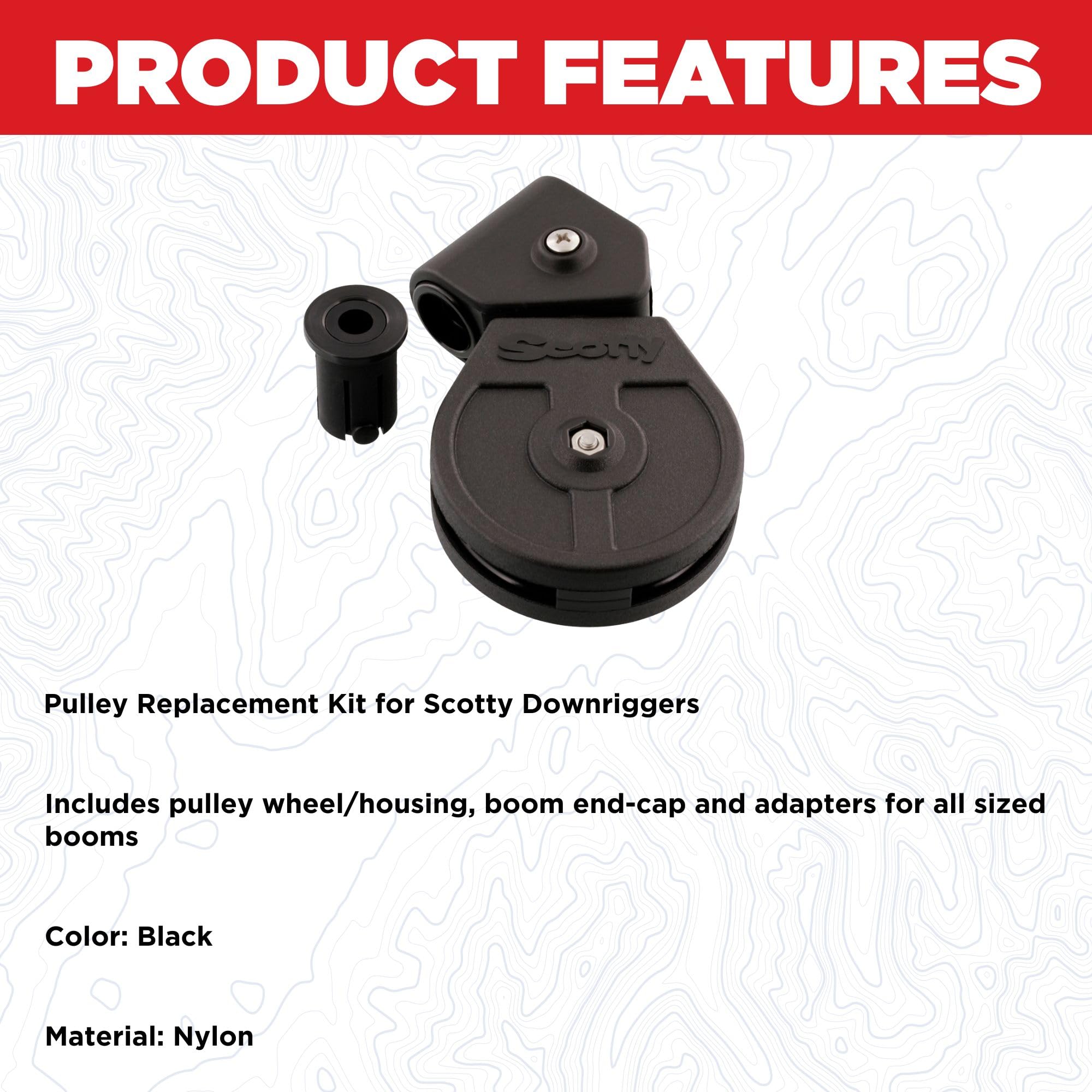 Scotty 1014 pulley kit for 3-4in boom – quick replacement for reliable fishing setups