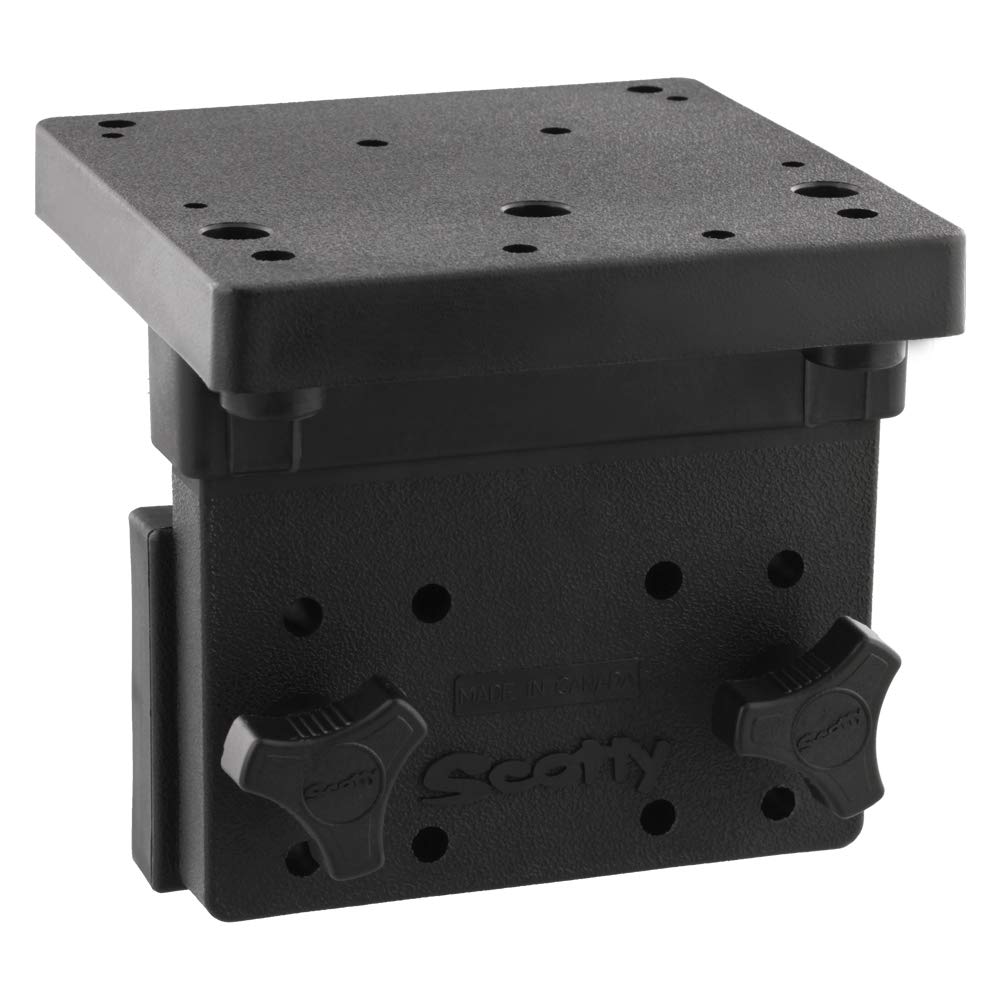 Scotty 1025 right-angle side-mount bracket ready for quick installation on tight boat gunnels