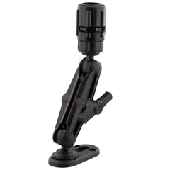 Scotty 151 ball mounting with GearHead and Track close-up showing secure on-water compatibility