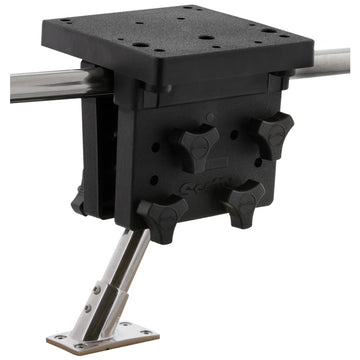 Scotty 2027 stanchion rail mount top plate for drill-free secure mounting on boat rails.
