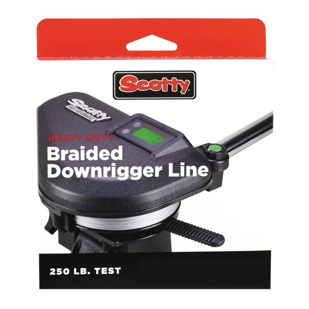 Scotty 2202K braided downrigger line on a 400ft spool with kit for strength.