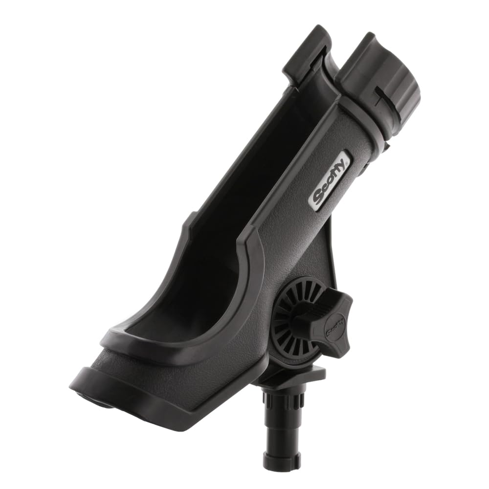 Close-up of Scotty Power Lock Rod Holder front locking ring, black