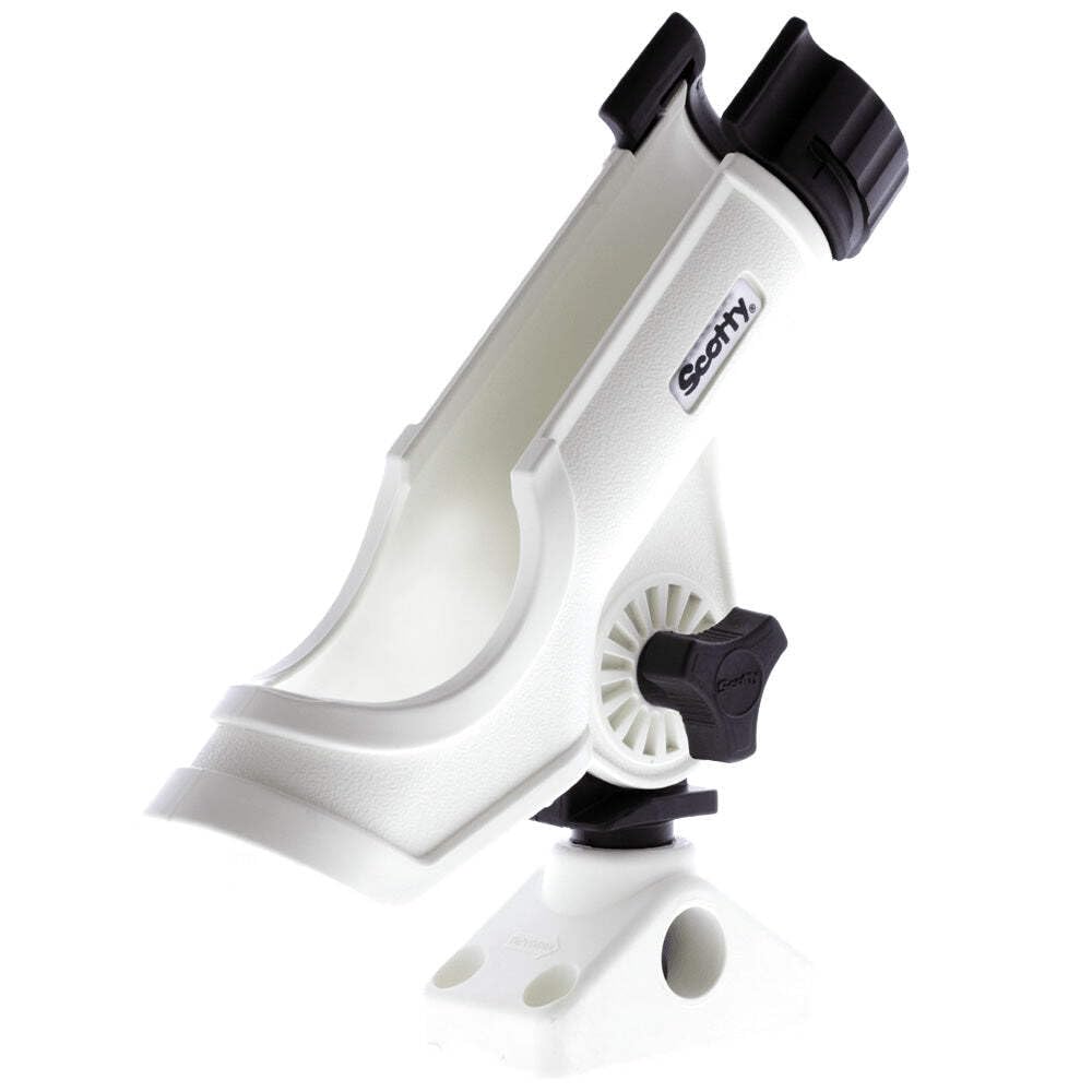 Scotty Power Lock Rod Holder front view in white with secure locking ring