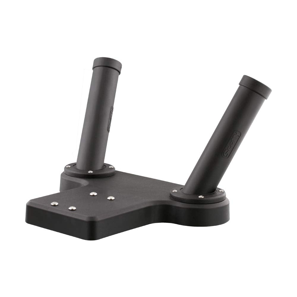 Scotty 247 tube-style dual rod holder mounted on swivel mount for versatility.