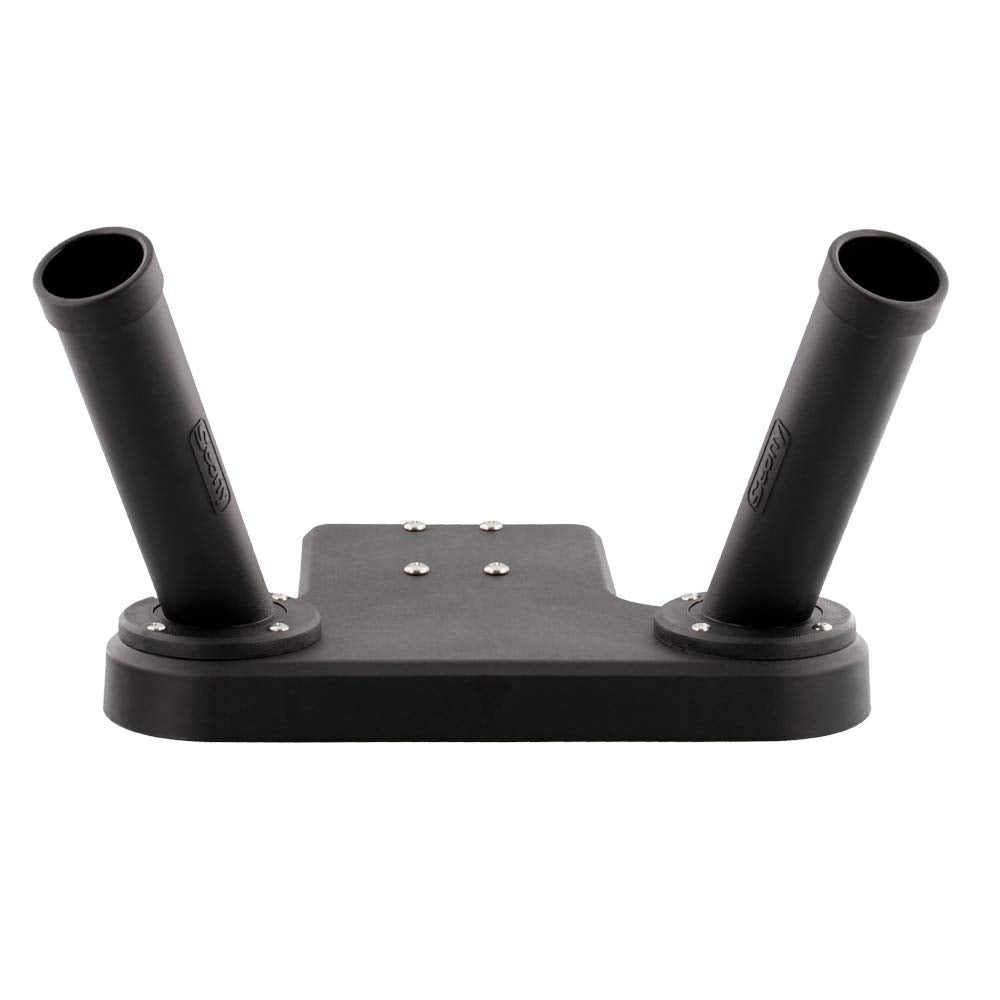 Scotty 247 tube-style dual rod holder side view showing compact deck footprint.