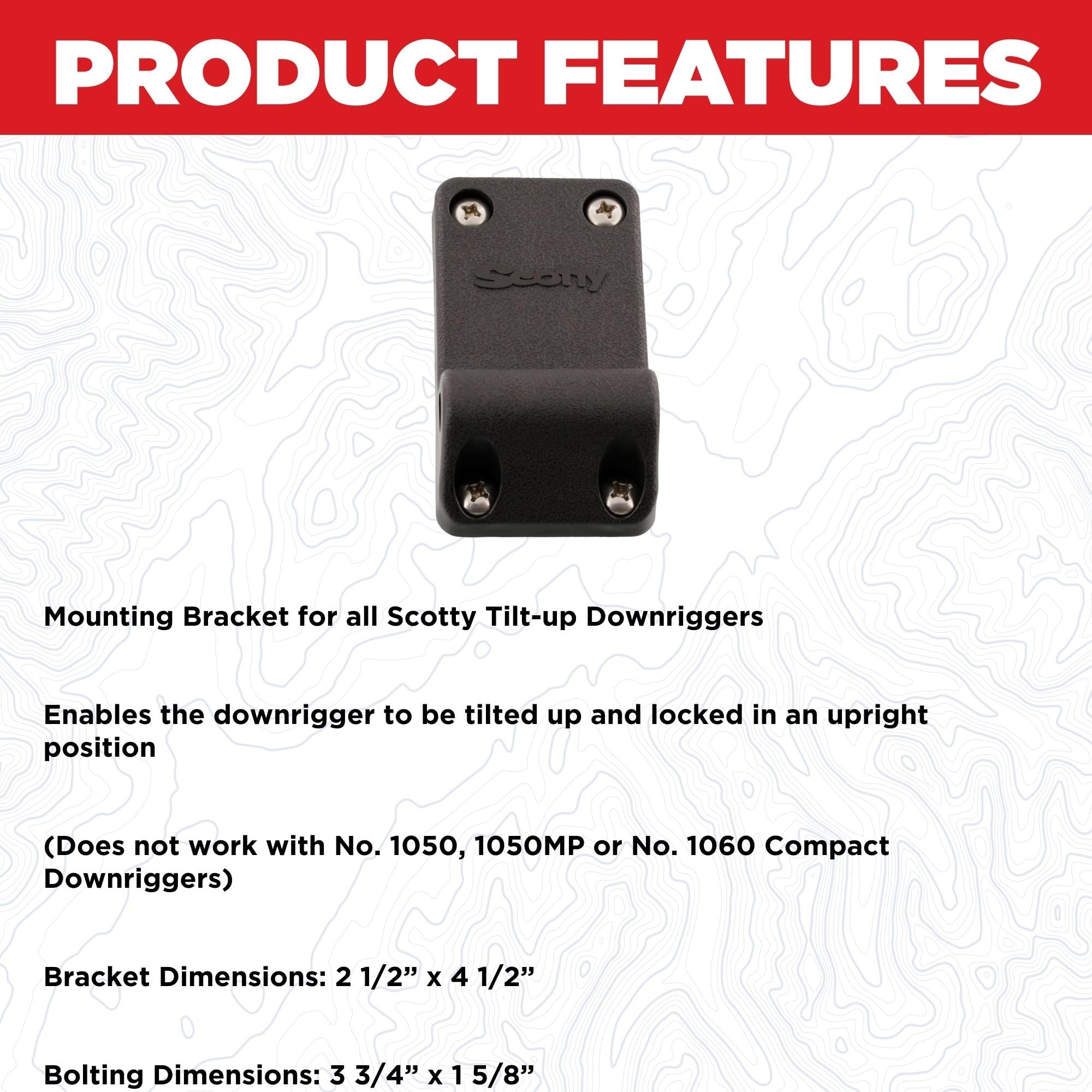 Bracket compatible with Scotty #2500 Line Puller and Tilt-up Downriggers